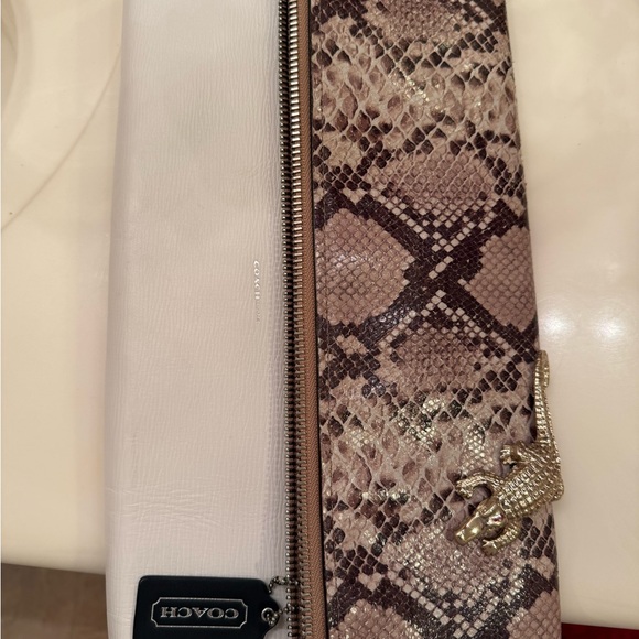 Coach Snake Python Snake Print Clutch in Brown, Beige and Cream A1493-30463 - Picture 3 of 16